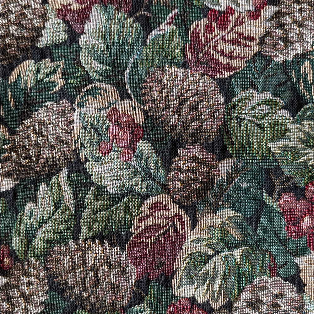 holiday Pinecone Tapestry fabric fireplace mantel scarf 18” x 98”